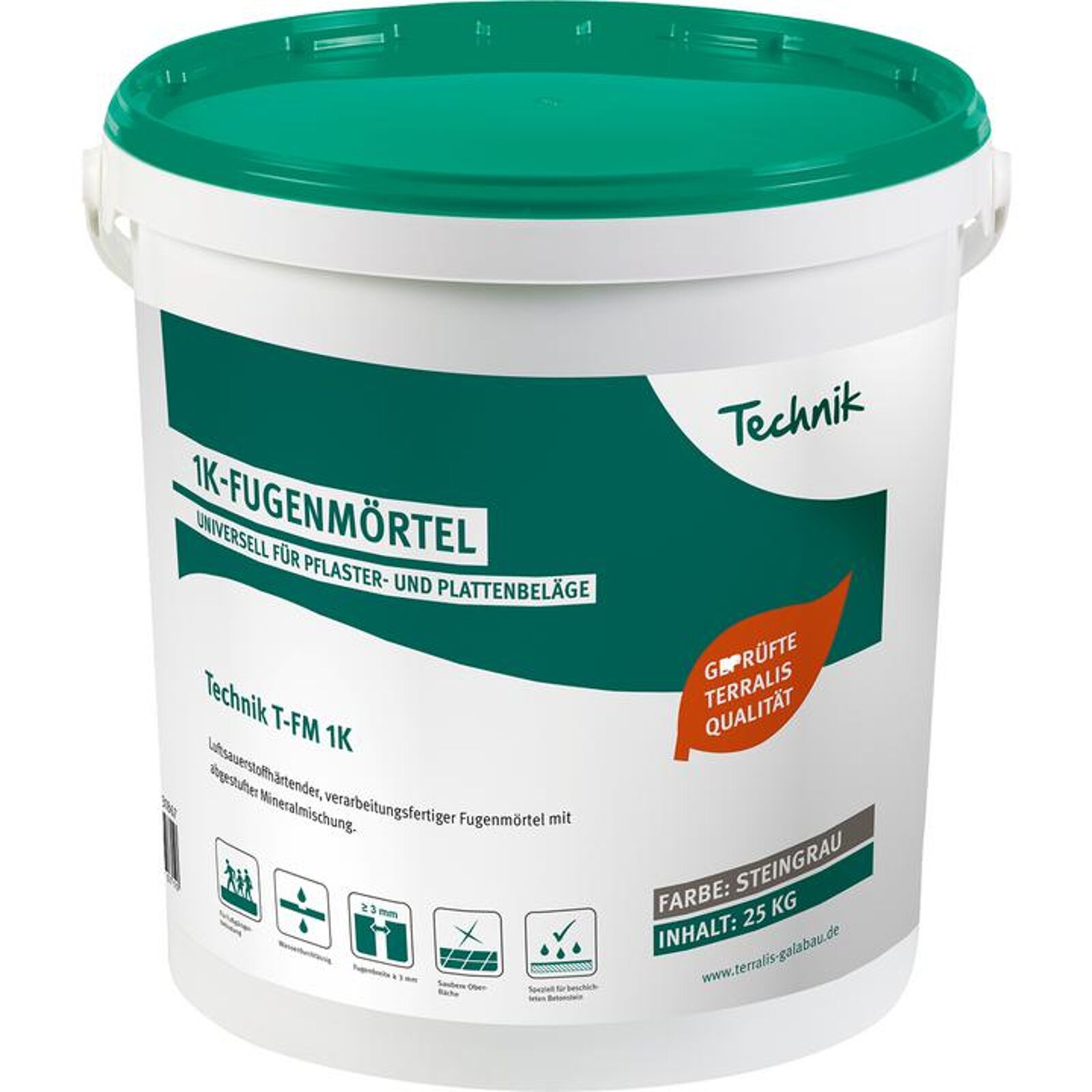 Terralis Fugenmörtel T-FM 1K | Gewicht (netto): 25 kg | Farbe: steingrau