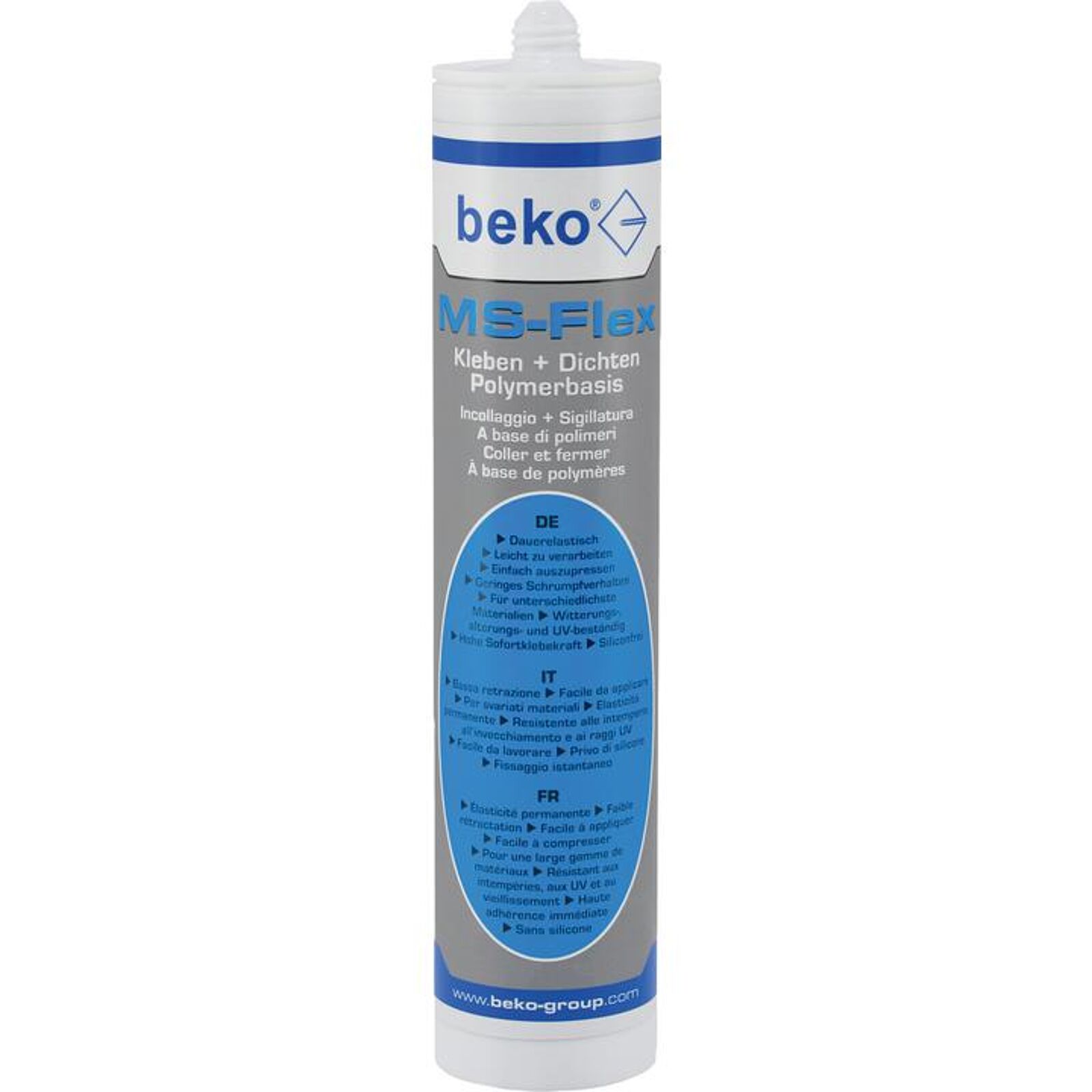 beko Dichtungsmasse MS-Flex Kleben + Dichten | Farbe: grau | Brutto-/ Nettoinhalt: 300 ml