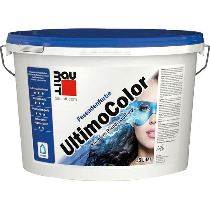 BAUMIT Fassadenfarbe UltimoColor lösemittelfrei | Farbe: weiß | Brutto-/ Nettoinhalt: 15 l