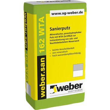 Saint-Gobain Weber Sanierputz weber.san 162 WTA | Körnung: 0 - 1.5 mm | Gewicht (netto): 25 kg