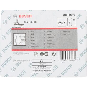 Bosch Steifennagel D-Kopf | Länge: 75 mm | Durchmesser: 2,8 mm | Material: Stahl