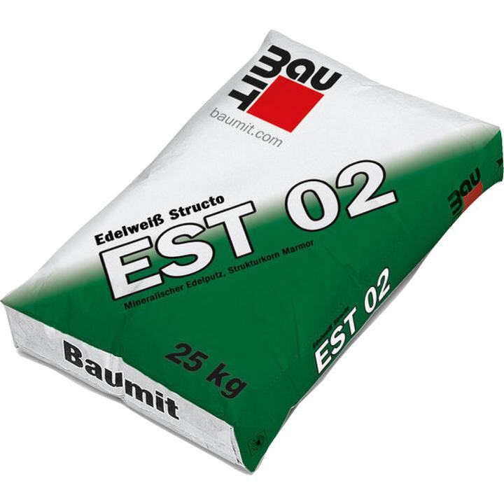 BAUMIT Edelputz Edelweiß Structo EST 02 | Körnung: 0-2 mm | Druckfestigkeitsklasse: CS II