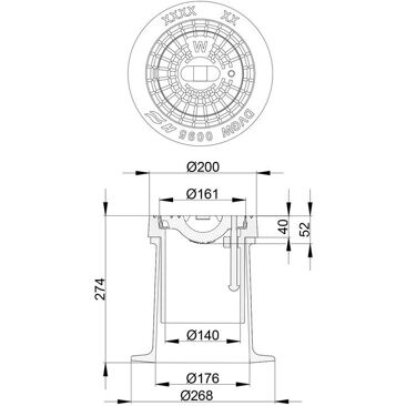 Hydrotec BITUKAP Straßenkappe Guss verstellbar DIN 4056 | Ausführung: "W"