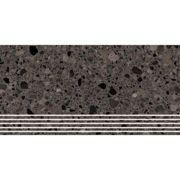 KERMOS Terrazzo Stufe dunkelgreige macro unglasiert matt | Fliese Oberfläche: unglasiert matt