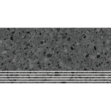 KERMOS Terrazzo Stufe dunkelgrau macro unglasiert matt | Fliese Oberfläche: unglasiert matt