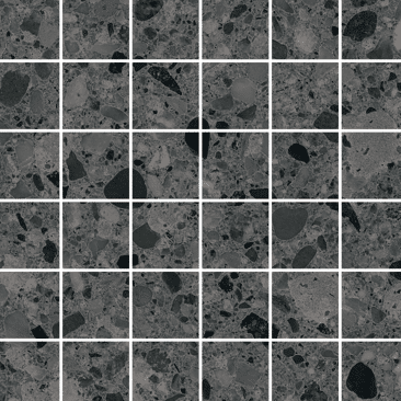 KERMOS Terrazzo Mosaik dunkelgrau macro unglasiert matt | Fliese Oberfläche: unglasiert matt