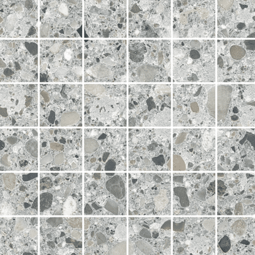 KERMOS Terrazzo Mosaik hellgrau macro unglasiert matt | Fliese Oberfläche: unglasiert matt