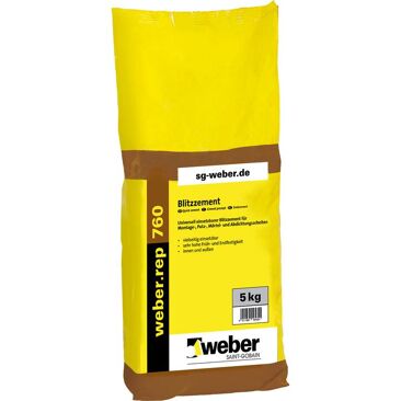 Saint-Gobain Weber Blitzzement weber.rep 760 | Gewicht (netto): 5 kg | Farbe: Zementgrau