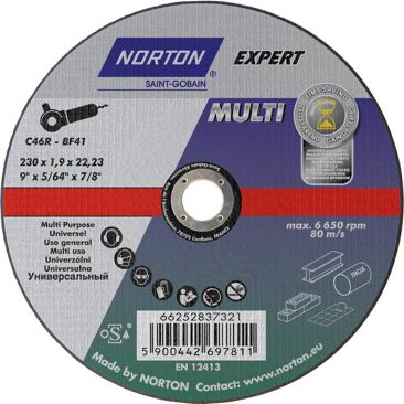 Norton Gewebetrennscheibe Expert C 46 R-BF41 Multi | Bohrung: 22,23 mm | Durchmesser: 230 mm